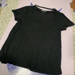 Black O ring strappy cut out tee